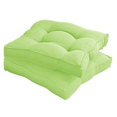 Imagem de Almofada Assento para Cadeira Futton (Kit 1/2/4) – Polialgodão Respirável 8cm de Altura, Almofada de Chão Quadrada Estilo Turca para Cozinha, Jantar e Escritório(Verde claro,50x50cm 2pcs)