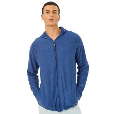 Imagem de Moletom Colcci Masculino Hoodie Full-Zip Texture Refile Azul Escuro Mescla-Masculino