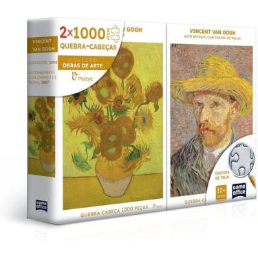 Imagem de Quebra cabeca 1000pc van gogh - retrato e girassois - combo 2000 peças