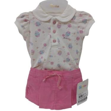 Imagem de Conjunto Luxo Body + Shorts Sarja Bebê Menina Paraiso 13973-Feminino