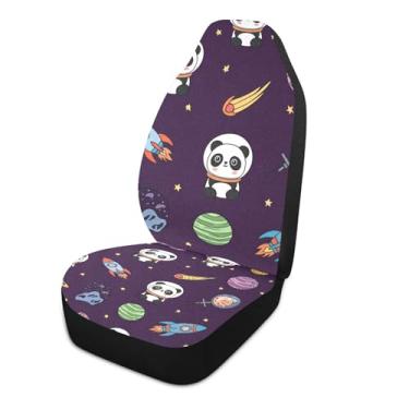 Imagem de xigua Capas de assento de carro universais Pandas fofas, 1 pacote, capas protetoras de assento de carro respiráveis para decoração de interiores automotivos, SUV, carros automotivos, caminhões