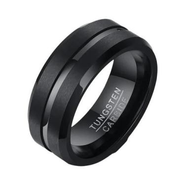 Imagem de Aliança Masculina De Tungstênio Carbonado Preto Fosco De 8mm, Anel Vno