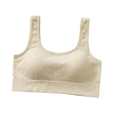 Imagem de Top De Algodão Sexy Para Mulheres, Cor Sólida, Sutiã Esportivo Com Alç