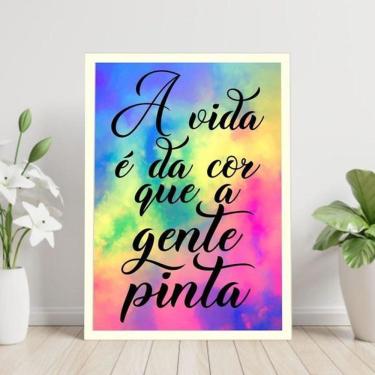 Imagem de Quadro A Cor Da Vida Colorido 45X34Cm Vidro Moldura Branca