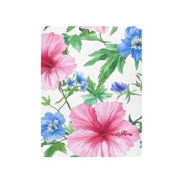 Imagem de xigua Lençol de berço com flores de hibisco em aquarela para meninas e meninos, lençol macio e respirável adequado para berço padrão e cama infantil 68,5 x 99 cm
