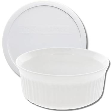 Imagem de CorningWare Caçarola redonda de 2,5 litros com tampa de plástico, cozimento e armazenamento de vidro, seguro para forno, micro-ondas e lava-louças