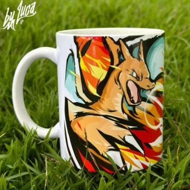 Imagem de Caneca Porcelana Pokémon Charmander 325ml  Presente Geek Colecionável 
