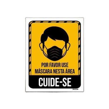 Imagem de Kit 5 Placas Por Favor Use Máscara Nesta Área Cuide-Se