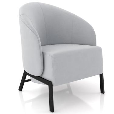 Imagem de Poltrona Decorativa Para Sala Living Pés Industrial Sierra K01 Veludo Cinza - Lyam Decor