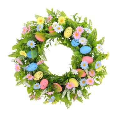 Imagem de Baoblaze Guirlanda de Páscoa para Porta de Entrada com Margaridas Artificiais, Ornamento Decorativo de Páscoa com Folhagem de Eucalipto para Celebração e