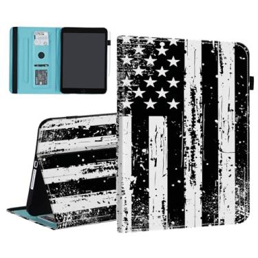 Imagem de BFUKVOU Capa para Samsung Galaxy Tab A11 / Tab A9 2025/2023, 2025/2023, compartimento para cartão, capa de couro PU, suporte para caneta, hibernar automaticamente, bandeira americana vintage