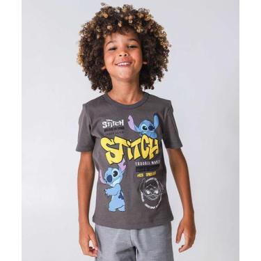 Imagem de Camiseta Infantil Stitch Tam 4 a 10 Grafite-87107 - Disney, Cinza, 8