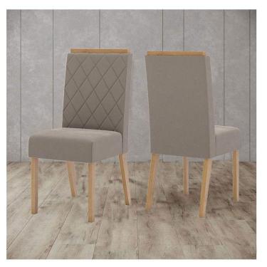 Imagem de Cadeira Para Mesa De Jantar Ambiente Nina Kit 2 Peças Nature Marrom Amêndoa - Henn