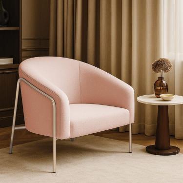Imagem de Poltrona Sala Industrial Alta Champanhe Stella Bouclê Rosê D03 - D'rossi