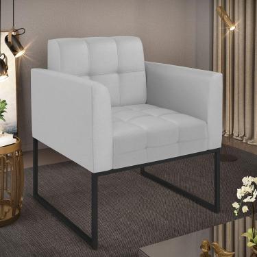 Imagem de Poltrona Sala Decorativa Elisa Base Industrial Preta Sintético Cinza D03 - D`rossi