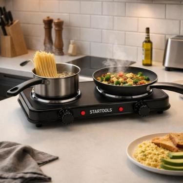 Imagem de Fogareiro Elétrico Portátil Startools 1 ou 2 Bocas 1000W 2000W 127V ou
