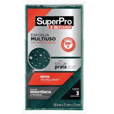 Imagem de Esponja de Limpeza Pesada Multiuso Verde e Amarela Superpro Kit com 3 
