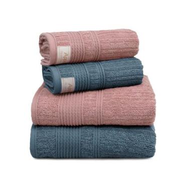 Imagem de Jogo de Toalha de Banho Sonata, 100% Algodão Premium, 4 Peças, Gramatu