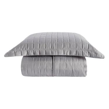 Imagem de Cobre Leito Matelassê Percal 300 Fios Basic Solteiro 02 Peças 100% Poliéster - Cinza