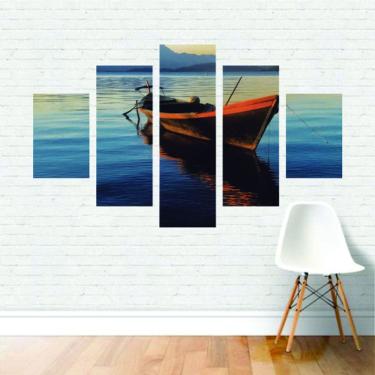 Imagem de Quadro Paisagens Canoa Oceano Montanha Viagem tela Canvas