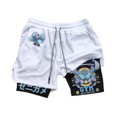 Imagem de Shorts De Treino Masculino De Algodão Branco Pokemon Squirtle, Calças 