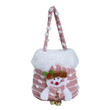 Imagem de Bolsa de presente de Natal, boneco de neve tricotado, bolsa de maçã co