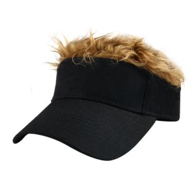 Imagem de Boné de beisebol, chapéu liso de algodão com blusa de cabelo sintético