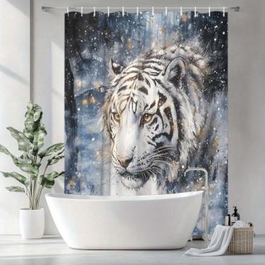 Imagem de Cortina de chuveiro branca Tiger Snowy Forest Poliéster 180x200cm - yi