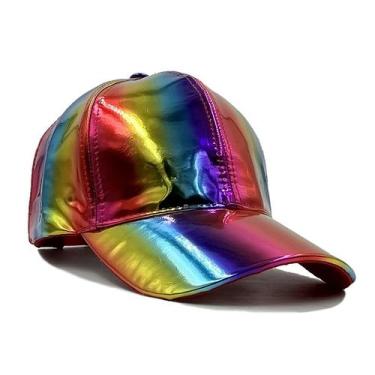 Imagem de Boné de beisebol, chapéu liso, PU, estilo laser, brilhante, unissex, 5