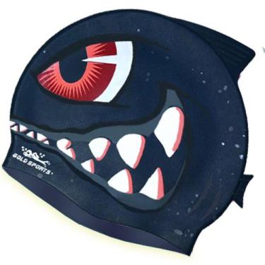 Imagem de Touca De Natação Gold Sports Kids Bad Shark De Silicone, Azul, Único, 