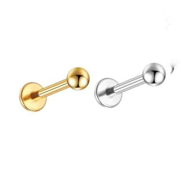 Imagem de Piercing Labret Aço Cirúrgico 316L Ouro PVD Hipoalergênico Cor:Pratead