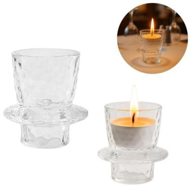 Imagem de Castiçal de Vidro Cônico Porta Velas Decoração Tealight - Freecom