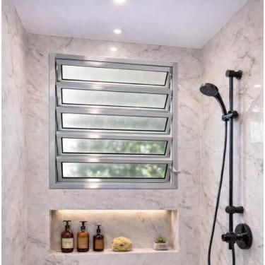 Imagem de Vitro Basculante de Alumínio Brilhante 100x40 Linha 25 - Brecorimo