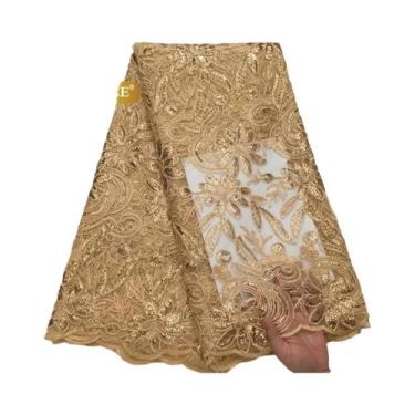 Imagem de Tecido De Renda Com Lantejoulas Africanas SJD LACE Tule Nigeriano Malh
