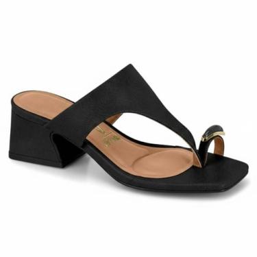 Imagem de Sandália de Dedo Femina Vizzano Salto Baixo Grosso Casual Tamanco Conf