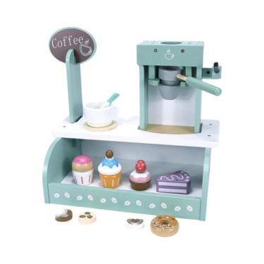 Imagem de Brinquedo De Cozinha De Madeira Para Crianças Com Máquina De Café, Liq