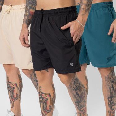 Imagem de Kit 3 Bermudas Masculinas Academia Treino Shorts Elástico Luzzoo-Masculino