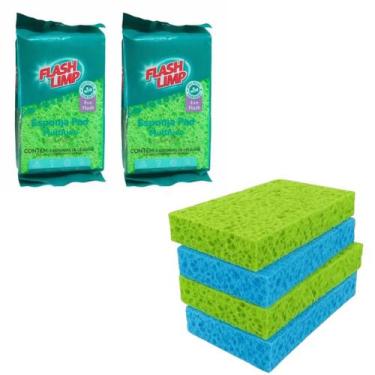 Imagem de 4 esponja pad multiuso biodegradavel flash limp uso geral