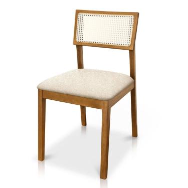 Imagem de Cadeira de Jantar e Living Millie com Tela Natural Estofada Bouclê - Desk Design