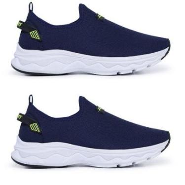 Imagem de Tênis Masculino Treino Academia Casual Confortável Leve Azul e Azul-Masculino