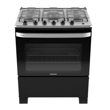 Imagem de Fogão 5 Bocas a Gás Itatiaia Itachef com Mesa de Inox Acendimento Automático Preto Fosco Bivolt