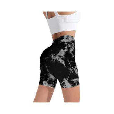 Imagem de Shorts De Yoga Femininos De Cintura Alta Com Tie-Dye Sem Costura, Calç