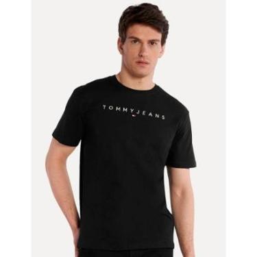 Imagem de Camiseta Tommy Jeans Masculina Core Linear Logo Tee Preta-Masculino