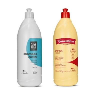 Imagem de Kit pré-poo Yamasterol Babosa e Shampoo Cristal 900ml Para Cabelos Qui