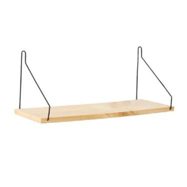 Imagem de Prateleira Madeira Alça Metal Nicho Aramado Decoração 34cm - Equipe F