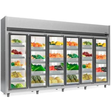 Imagem de Refrigerador Vertical Auto Serviço Hortifruti 6 Portas Geas6p Inox Gelopar 220V