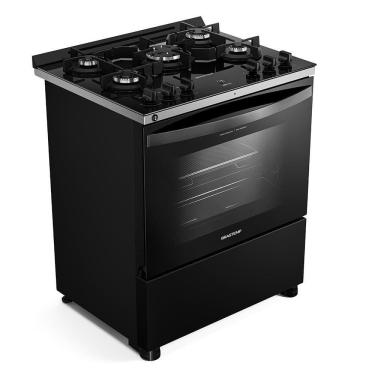 Imagem de Fogão Brastemp 5 Bocas Preto com Mesa de Vidro, Função Air Fryer e Turbo Chama