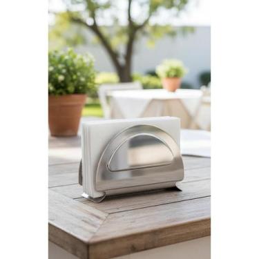 Imagem de Porta Guardanapo Aço Inox Elegante Mesa Prata Liso - Congratulations S