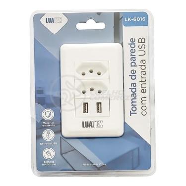 Imagem de Tomada de Parede com USB Tomada Dupla 10A com 2 Portas 5V Bivolt Padrão Luxo Branco Sma...