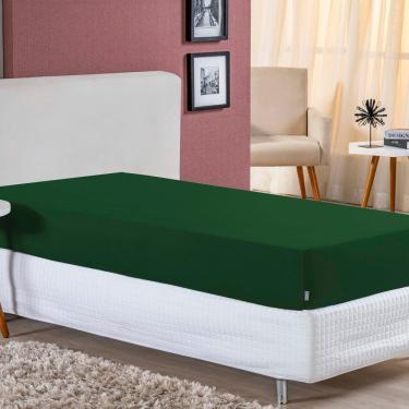 Imagem de Lençol Com Elástico Solteirão Nobre 1 Peça 30cm De Altura Malha 100% Algodão - Verde-ba...